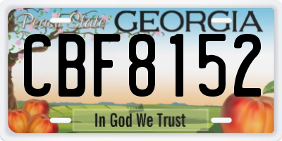GA license plate CBF8152