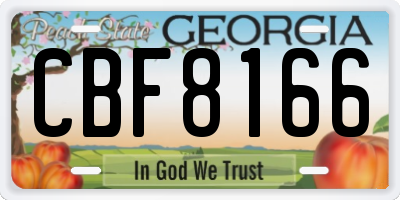GA license plate CBF8166