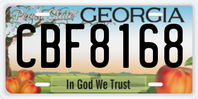GA license plate CBF8168