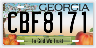 GA license plate CBF8171