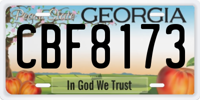 GA license plate CBF8173