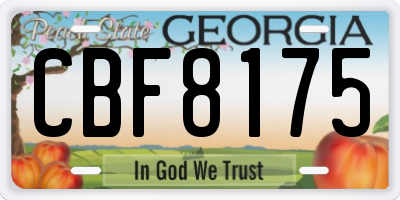 GA license plate CBF8175