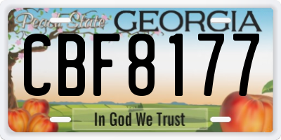 GA license plate CBF8177