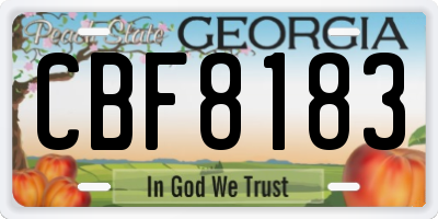 GA license plate CBF8183