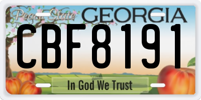GA license plate CBF8191