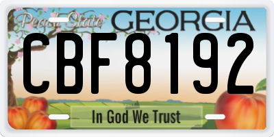 GA license plate CBF8192