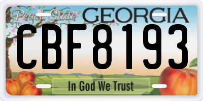 GA license plate CBF8193
