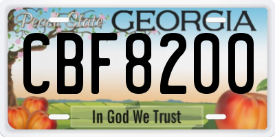 GA license plate CBF8200