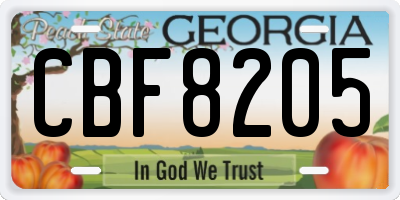 GA license plate CBF8205