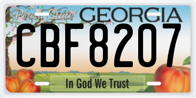 GA license plate CBF8207