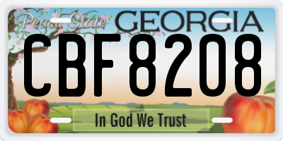 GA license plate CBF8208
