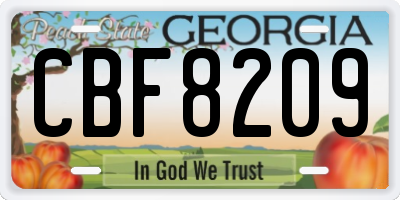 GA license plate CBF8209