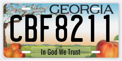 GA license plate CBF8211