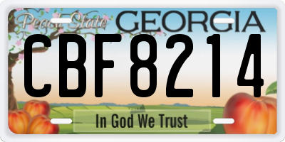 GA license plate CBF8214