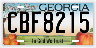 GA license plate CBF8215