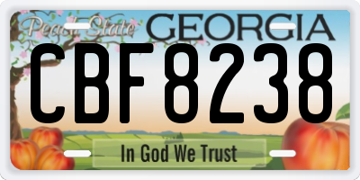 GA license plate CBF8238
