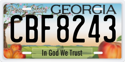 GA license plate CBF8243