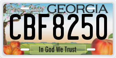 GA license plate CBF8250