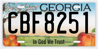 GA license plate CBF8251