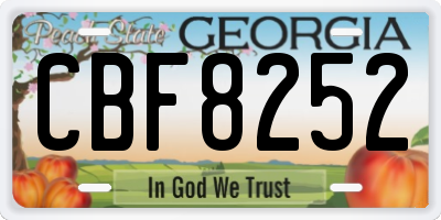 GA license plate CBF8252
