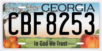 GA license plate CBF8253