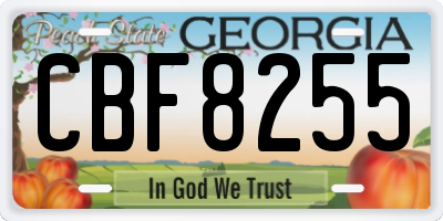 GA license plate CBF8255