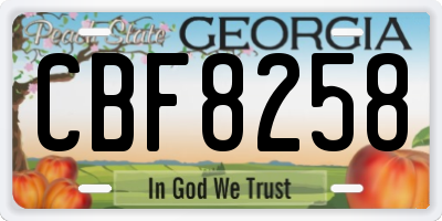 GA license plate CBF8258