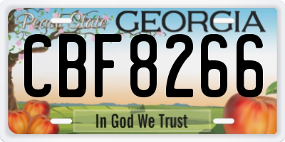 GA license plate CBF8266