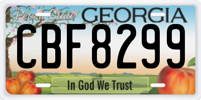 GA license plate CBF8299