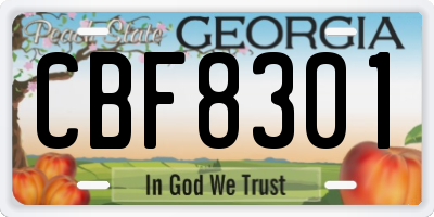 GA license plate CBF8301