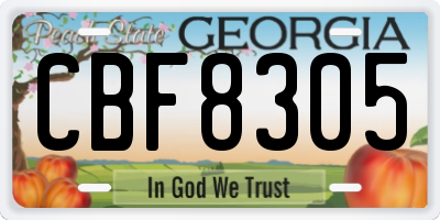 GA license plate CBF8305