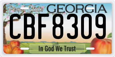 GA license plate CBF8309
