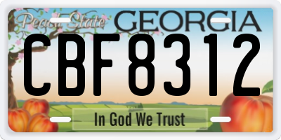 GA license plate CBF8312