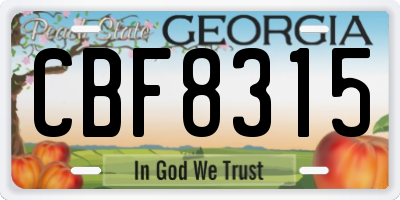 GA license plate CBF8315