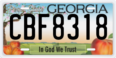 GA license plate CBF8318