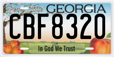 GA license plate CBF8320