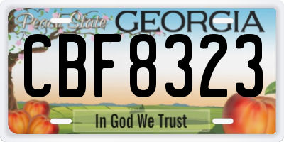 GA license plate CBF8323