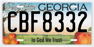 GA license plate CBF8332