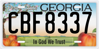 GA license plate CBF8337
