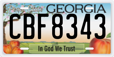 GA license plate CBF8343