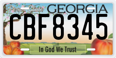 GA license plate CBF8345