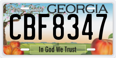 GA license plate CBF8347