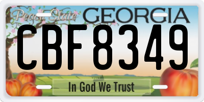 GA license plate CBF8349