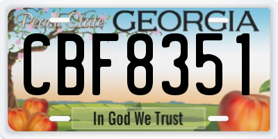 GA license plate CBF8351