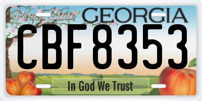 GA license plate CBF8353