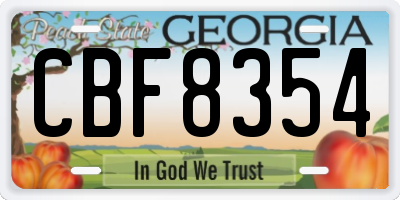 GA license plate CBF8354