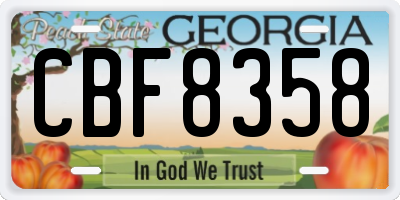 GA license plate CBF8358