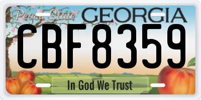 GA license plate CBF8359