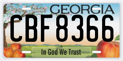 GA license plate CBF8366