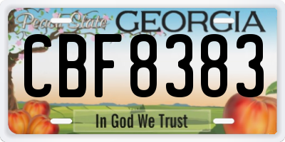 GA license plate CBF8383